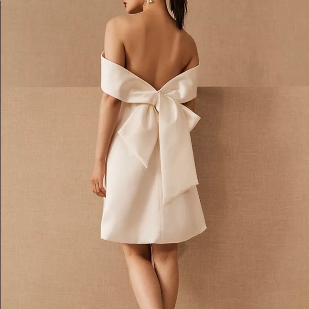 Amsale Bridal Alix Off the Shoulder Mini Ivory Dress - NWT